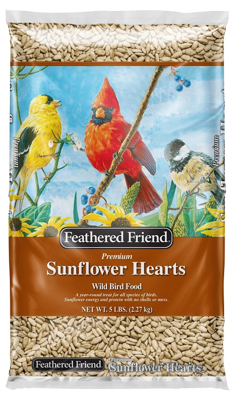 FEATHERED FRIEND Feathered Friend 14403 Sunflower Hearts Wild Bird Food, Straight, 5 lb Bag