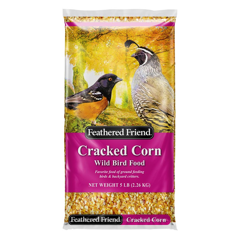 FEATHERED FRIEND Feathered Friend 14366 Cracked Corn Wild Bird Food, 5 lb Bag, Attracts: Birds, Jay, Quail, Sparrow