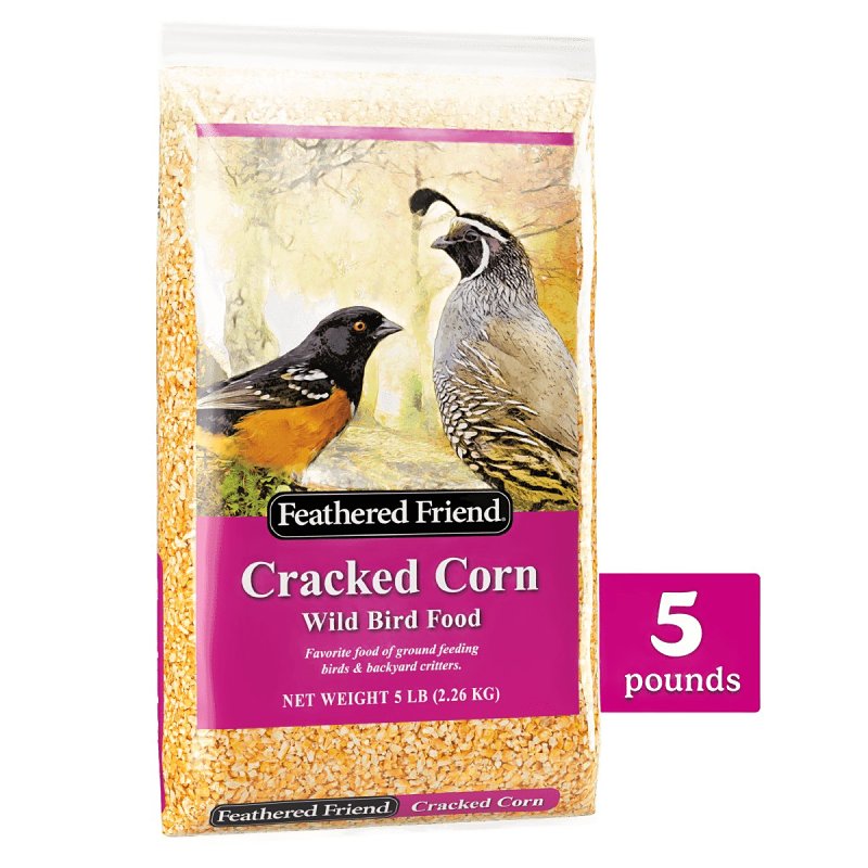 FEATHERED FRIEND Feathered Friend 14366 Cracked Corn Wild Bird Food, 5 lb Bag, Attracts: Birds, Jay, Quail, Sparrow