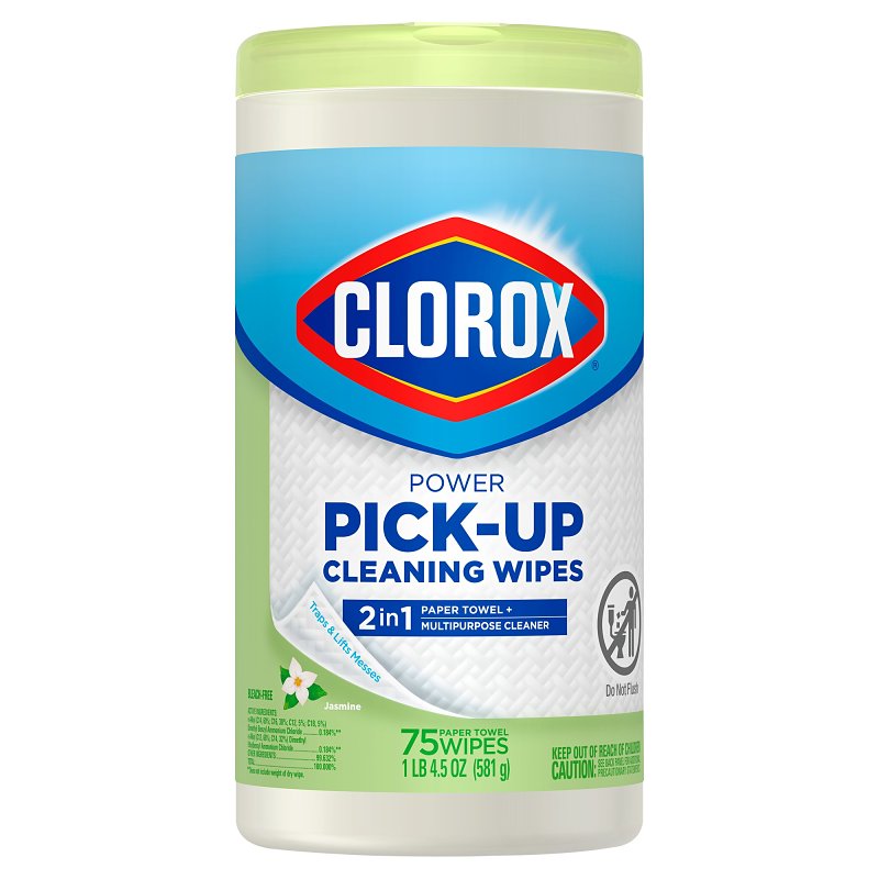 CLOROX Clorox 32579 Multi-Purpose Towel Wipes, 4-1/4 in L, 4-1/4 in W, Jasmine, Paper