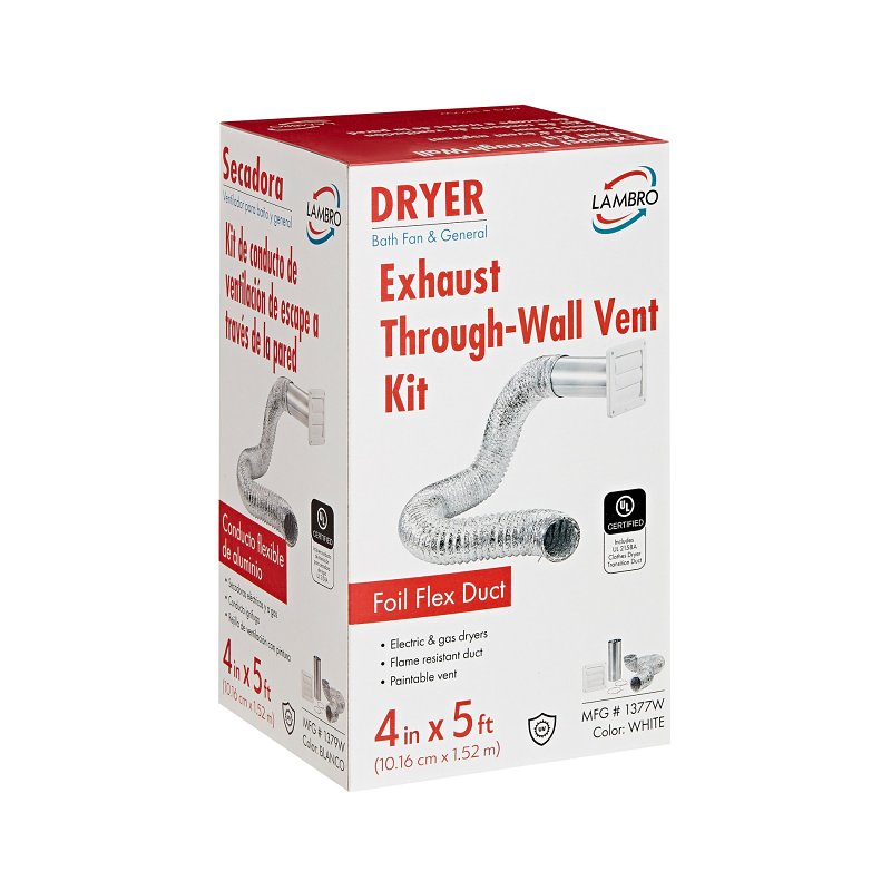 LAMBRO Lambro 1377W Wall Louvered Vent Kit, Plastic, White, 5-Piece PLUMBING, HEATING & VENTILATION LAMBRO