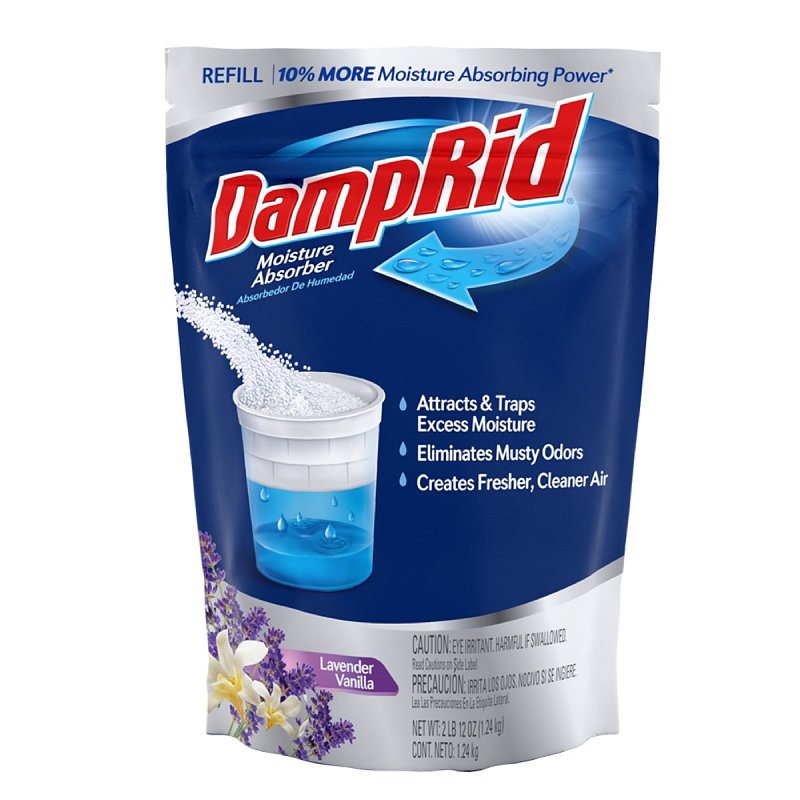 DAMPRID DampRid FG30LVSB Moisture Absorber Refill, 44 oz, Bag, Solid, Lavender Vanilla
