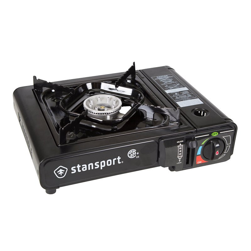 STANSPORT Stansport 186-100 Stove, 1-Burner, Butane, 8000 Btu, Piezo Ignition, Stainless Steel