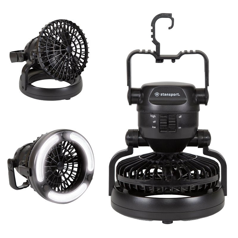 STANSPORT Stansport 450 Lantern and Fan Combo, 18-Lamp, LED Lamp, 40 Lumens Lumens, 240 hr Max Runtime, Black