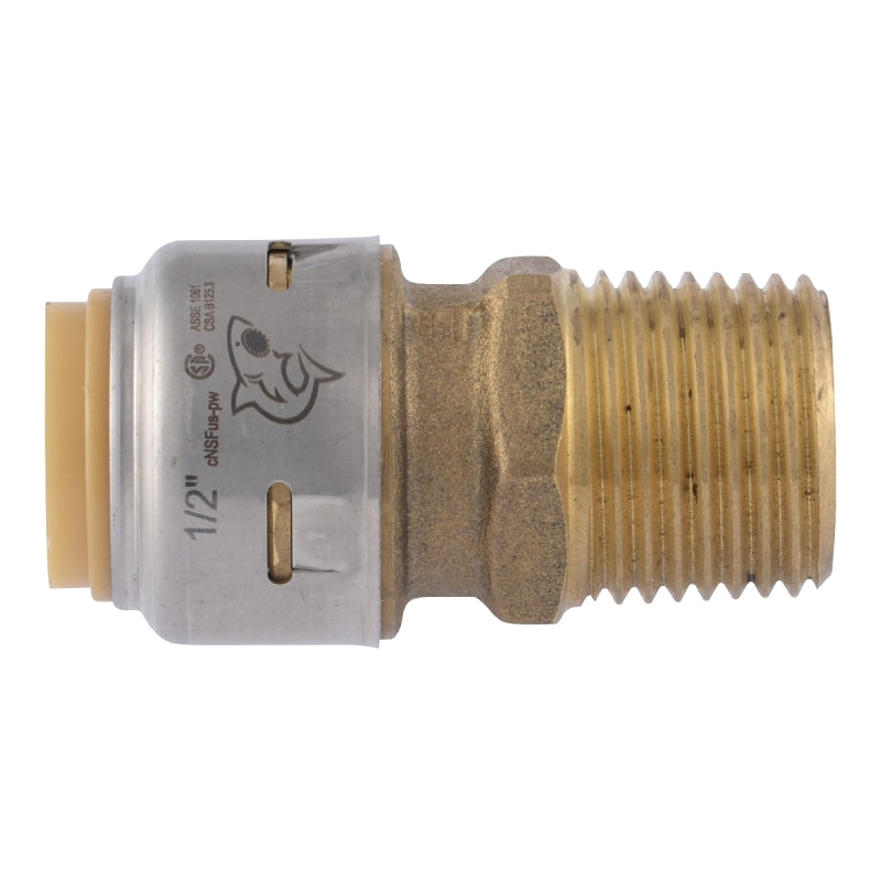 SHARKBITE SharkBite UR120A4 Push Pipe Adapter, 1/2 in, MNPT, Brass, 200 psi Pressure PLUMBING, HEATING & VENTILATION SHARKBITE
