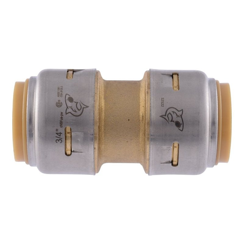 SHARKBITE SharkBite Max Series UR016A Pipe Coupling, 3/4 in, Brass, 250 psi Pressure