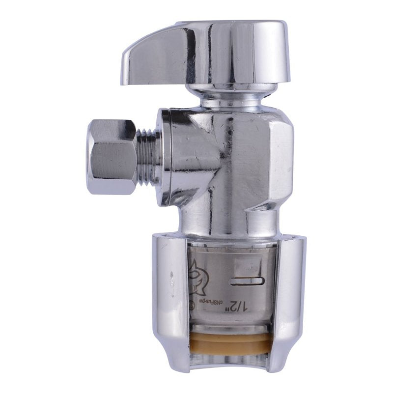 SHARKBITE SharkBite Max Series UR23336 Angle Stop Ball Valve, 1/2 x 1/4 in Connection, Push-To-Connect x Compression