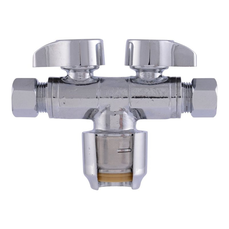 SHARKBITE SharkBite Max Series URDS123838 Dual Outlet Stop Ball Valve, 1/2 x 3/8 x 3/8 in Connection, 125 psi Pressure PLUMBING, HEATING & VENTILATION SHARKBITE