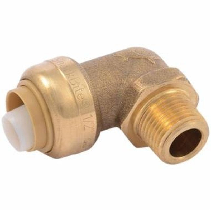 SHARKBITE SharkBite UR281A Dishwasher Elbow, 1/2 x 3/8 in, PTC x MNPT, Brass