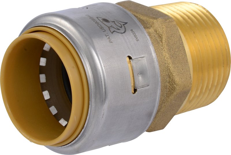 SHARKBITE SharkBite Max Series UR140A Adapter, 1 in, Push-To-Connect x MNPT, Brass/Stainless Steel, 400 psi Pressure