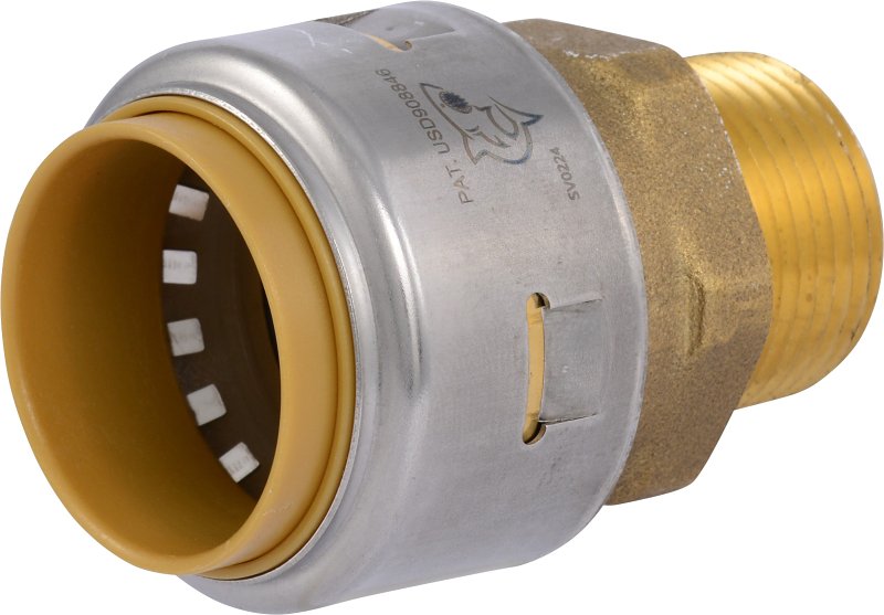SHARKBITE SharkBite Max Series UR142A Adapter, 1 x 3/4 in, Push-To-Connect x MNPT, Brass/Stainless Steel, 400 psi Pressure