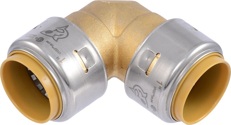 SHARKBITE SharkBite Max Series UR260A Push-to-Connect Elbow, 1 in, 90 deg Angle, Brass/Stainless Steel, 400 psi Pressure PLUMBING, HEATING & VENTILATION SHARKBITE