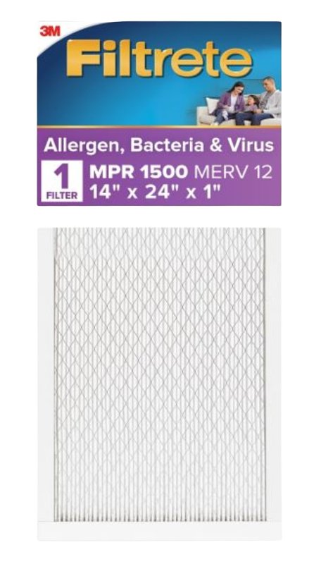 FILTRETE Filtrete UP23-4 Air Filter, 14 in L, 24 in W, 12 MERV, 1500 MPR
