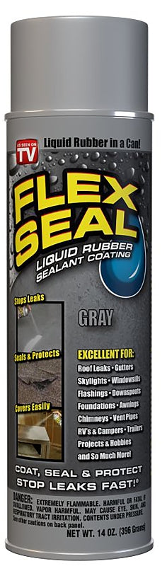 FLEX SEAL Flex Seal FSGRYR20 Rubberized Spray Coating, 12 sq-ft Coverage Area, Gray, 14 oz Can