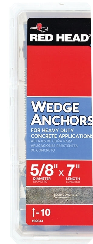 RED HEAD Red Head TruBolt 03044 Wedge Anchor, 5/8 in Dia, 7 in L, Steel, Zinc HARDWARE & FARM SUPPLIES RED HEAD