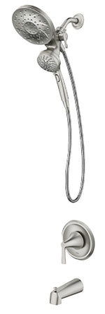 MOEN Moen Mikah Series 82310SRN Tub/Shower Faucet, Standard Showerhead, 1.75 gpm Showerhead, 6-Spray Setting, 1-Handle