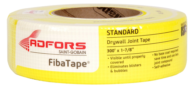 ADFORS Adfors FibaTape FDW8663-U Standard Drywall Tape, 300 ft L, 1-7/8 in W, Yellow