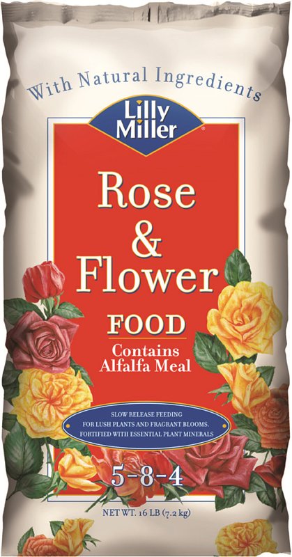 LILLY MILLER Lilly Miller 100099131 Rose and Flower Food, 16 lb Bag, Solid, 5-8-4 N-P-K Ratio