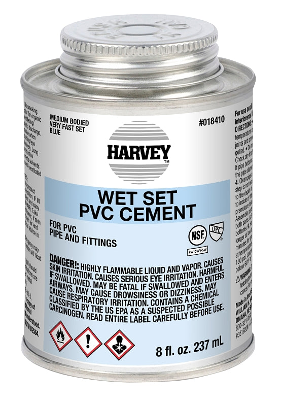 HARVEY Harvey 18410-24 Medium-Bodied Wet Set Cement, 8 oz Can, Liquid, Blue PLUMBING, HEATING & VENTILATION HARVEY