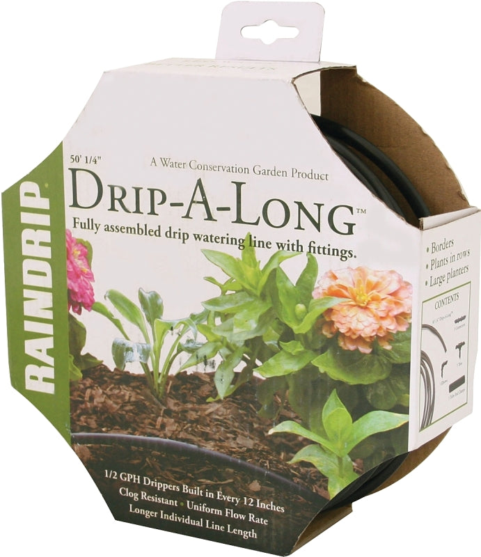 RAINDRIP Raindrip R280DT Drip Soaker Kit, 50 ft L, 0.5 gph, Black