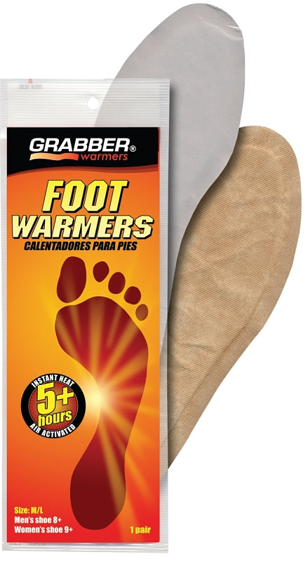 GRABBER WARMER Grabber Warmers FWMLES Non-Toxic Foot Warmer, Specifications: 95 deg F Average, 5 hr Continuous Warmth, M/L Size