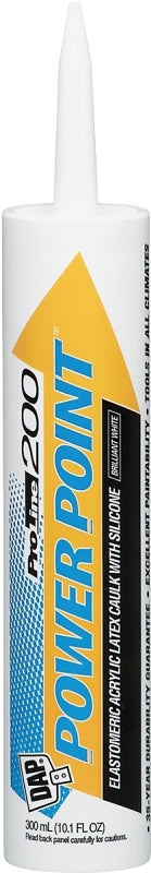 DAP DAP POWER POINT 200 18750 Acrylic Latex Caulk, Brilliant White, -20 to 180 deg F, 10.1 fl-oz Cartridge