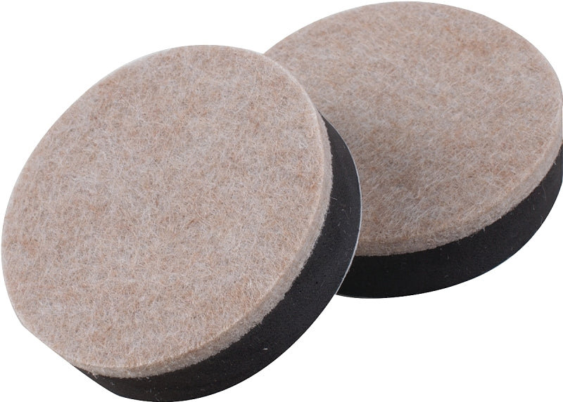 SHEPHERD Shepherd Hardware 9408 Slider Pad, Felt Cloth, Beige, 2-1/2 in Dia, 1/2 in Thick, Round