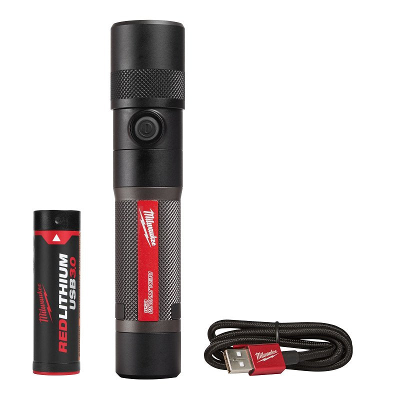 MILWAUKEE Milwaukee 2161-21 Twist Focus Flashlight, 3 Ah, Lithium Battery, LED Lamp, 1100 Lumens Lumens, 175 m Beam Distance