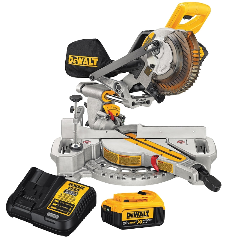 DEWALT DEWALT DCS361M1 Sliding Miter Saw, Battery, 7-1/4 in Dia Blade, 3750 rpm Speed, 45 deg Max Miter Angle