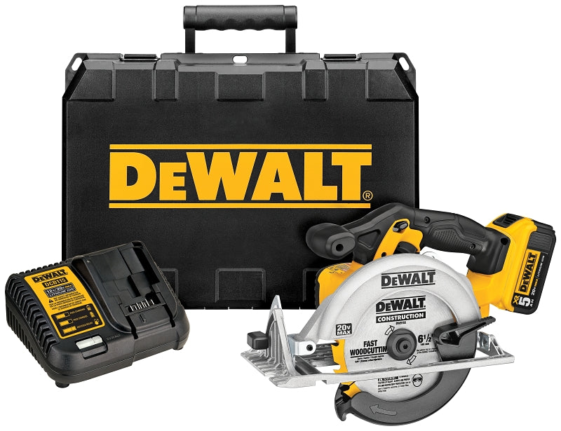 DEWALT DEWALT DCS391P1 Series Circular Saw Kit, Battery Included, 20 V, 6-1/2 in Dia Blade, 0 to 50 deg Bevel TOOLS DEWALT