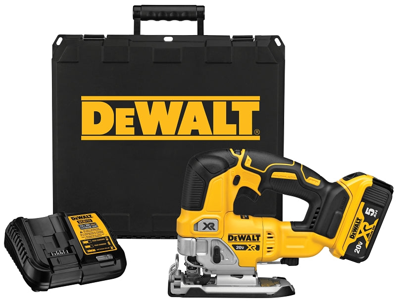 DEWALT DEWALT DCS334P1 Jig Saw Kit, Battery Included, 20 V, 5 Ah, 3/8 in Cutting Capacity, 1 in L Stroke, 0 to 3200 spm TOOLS DEWALT