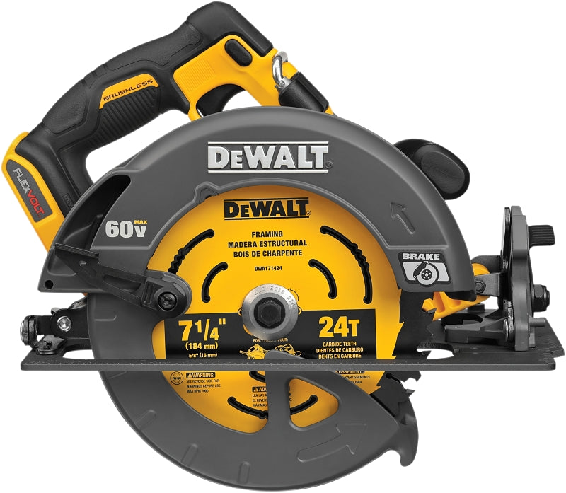 DEWALT DEWALT DCS578B Brushless Circular Saw with Brake, Tool Only, 60 V, 7-1/4 in Dia Blade, 57 deg Bevel, 2-9/16 in D Cutting