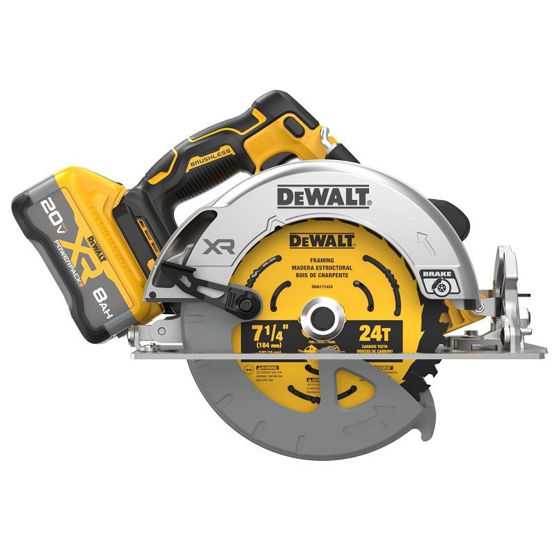 DEWALT DEWALT 20V MAX XR DCS590WW1 Brushless Cordless Circular Saw, Battery Included, 20 V, 8 Ah, 7-1/4 in Dia Blade