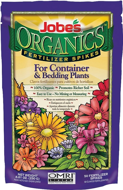LAWN & GARDEN LLC Jobes 6128 Container and Bedding Plant Organic Fertilizer Bag, Spike, 3-5-6 N-P-K Ratio LAWN & GARDEN LAWN & GARDEN LLC