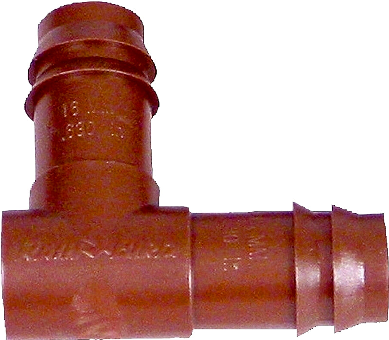 RAINBIRD Rain Bird BE50/4PK Drip Irrigation Elbow, 1/2 in Connection, Barb, Plastic, Brown