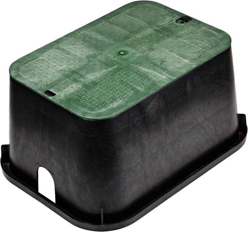 NDS NDS Standard Series 117BC Valve Box, 25-3/4 in L, 19 in W, 12-1/4 in H, 3 x 4 in Pipe Slots, Polypropylene, Black/Green LAWN & GARDEN NDS