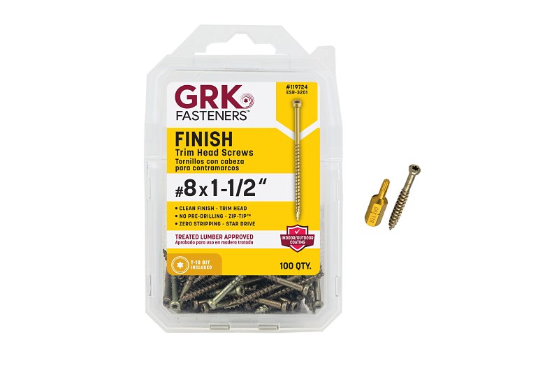 GRK FASTENERS GRK Fasteners FIN/Trim 119724 Finishing Screw, #8 Thread, 1-1/2 in L, Trim Head, Star Drive, Zip-Tip Point, Steel
