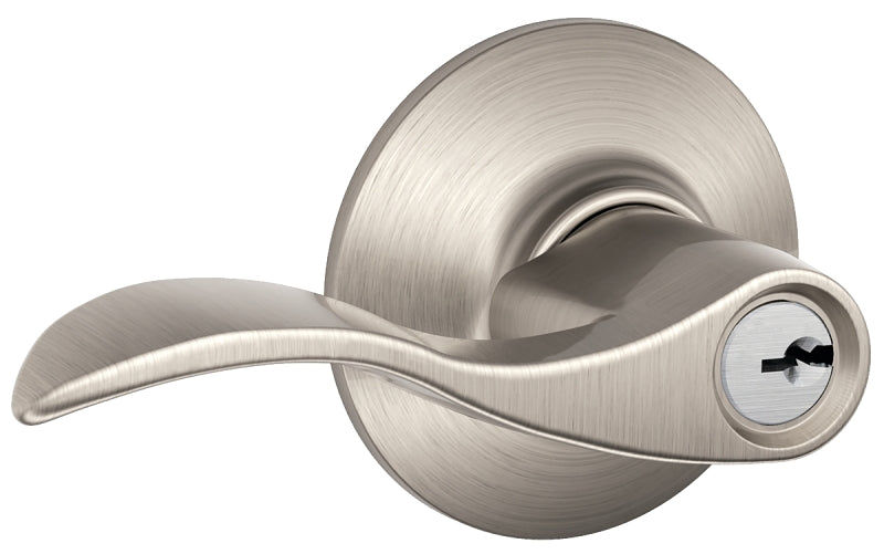 SCHLAGE LOCK Schlage Accent Series F51A V ACC 619 Entry Lever, Mechanical Lock, Satin Nickel, Metal, Residential, 2 Grade