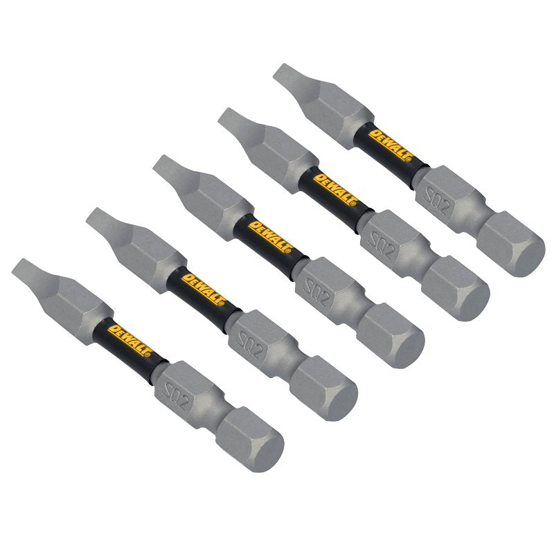 DEWALT DEWALT TOUGHGRIP DWAF2SQ2TG5 Screwdriver Bit, #2 Drive, Square Drive, 1/4 in Shank, Hex Shank, 2 in L, Steel