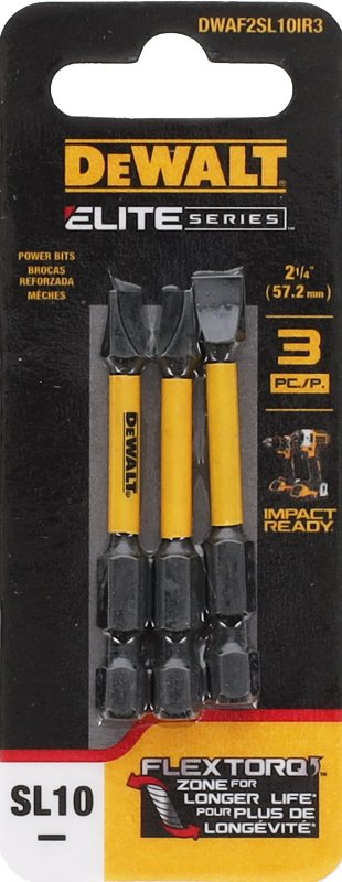 DEWALT DEWALT DWAF2SL10IR3 Insert Bit, #10 Drive, Slotted Drive, 1/4 in Shank, Hex Shank, 2-1/4 in L, Steel