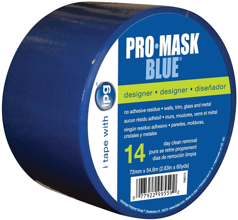 INTERTAPE POLYMER IPG PMD72 Masking Tape, 60 yd L, 2.83 in W, Crepe Paper Backing, Dark Blue