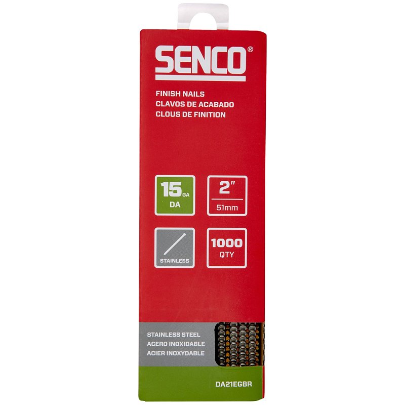 SENCO Senco DA21EGBR Finish Strip Nail, 2 in L, 15 ga, Stainless Steel, Sencote, Brad Head