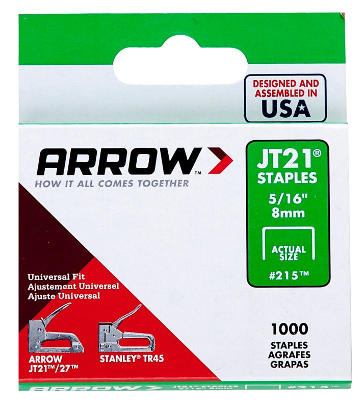 ARROW Arrow 215 Staple, 7/16 in W Crown, 5/16 in L Leg, Steel, 0.03 ga HARDWARE & FARM SUPPLIES ARROW