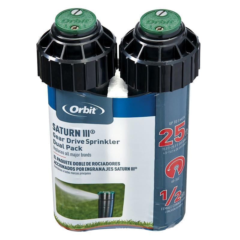 ORBIT IRRIGATION PRODUCTS Orbit 55469 Gear Drive Sprinkler, 1/2 in Connection, FNPT, 15 to 30 ft, Plastic