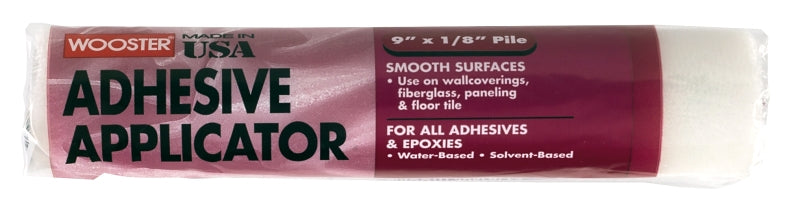 WOOSTER BRUSH Wooster R245-9 Roller Cover, 1/8 in Thick Nap, 9 in L, Fabric Cover, White