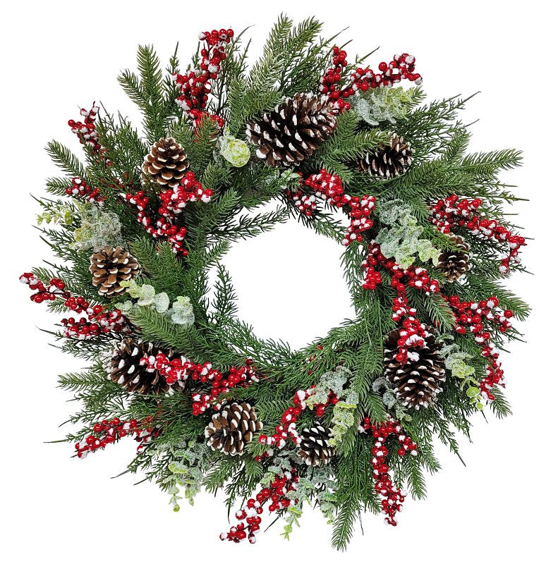 PULEO ASIA LIMITED Puleo Asia Limited 312-4461-W24 Classic Snowy Wreath, 88 Tips, 24 in
