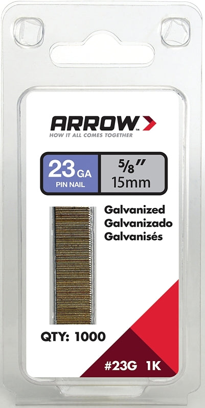 ARROW Arrow 23G15-1K Pin Nail, 5/8 in L, 23 Gauge, Galvanized Steel, Round Shank HARDWARE & FARM SUPPLIES ARROW