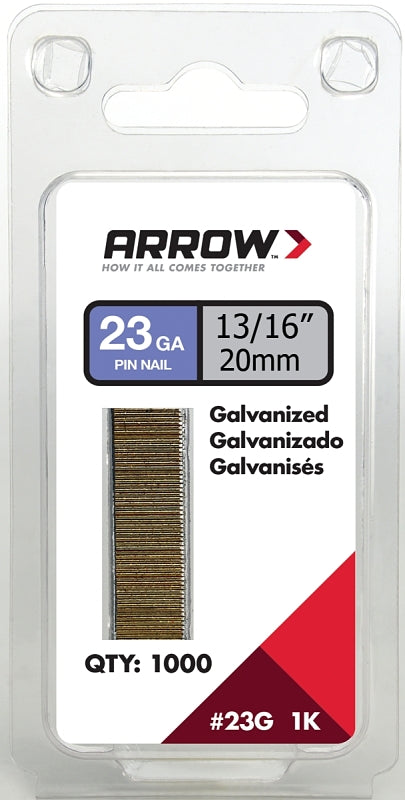 ARROW Arrow 23G20-1K Pin Nail, 13/16 in L, 23 Gauge, Galvanized Steel, Round Shank HARDWARE & FARM SUPPLIES ARROW