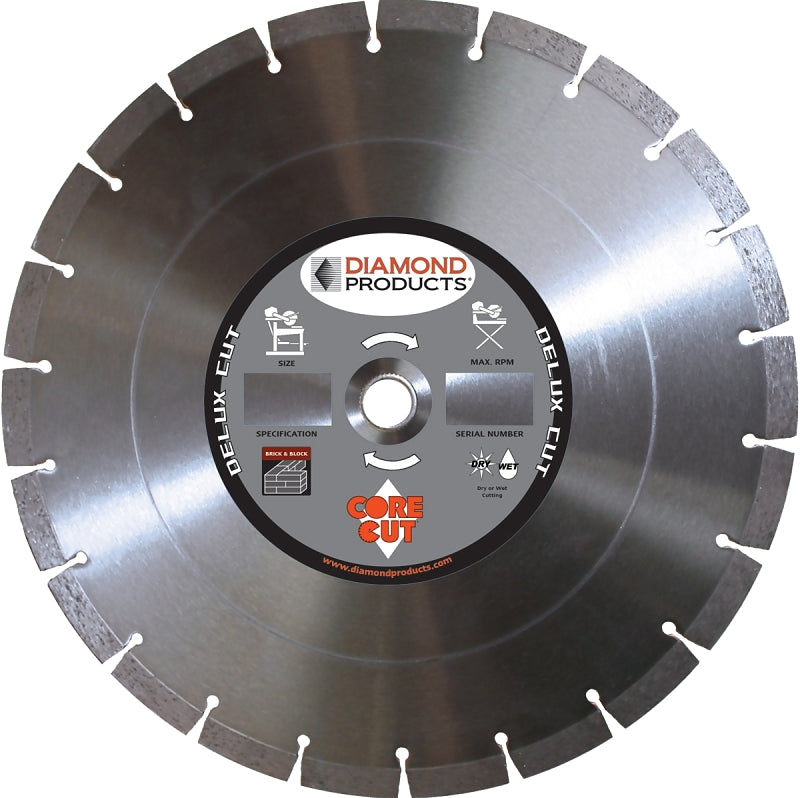 DIAMOND PRODUCTS Diamond Products 70495 Circular Saw Blade, 12 in Dia, 1 in Arbor, Diamond Cutting Edge