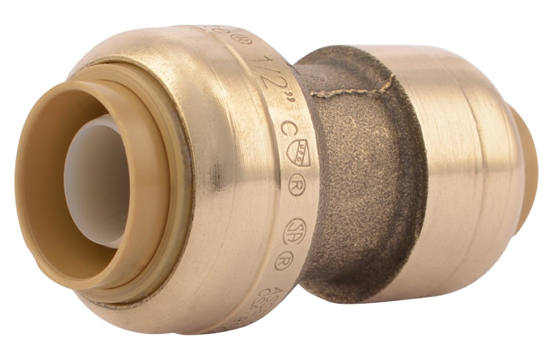 SHARKBITE SharkBite U009LFA Tube Coupling, 1/2 x 3/8 in, Brass, 200 psi Pressure